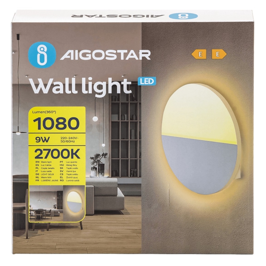 Aigostar - LED-seinävalaisin LED/9W/230V 2700K valkoinen