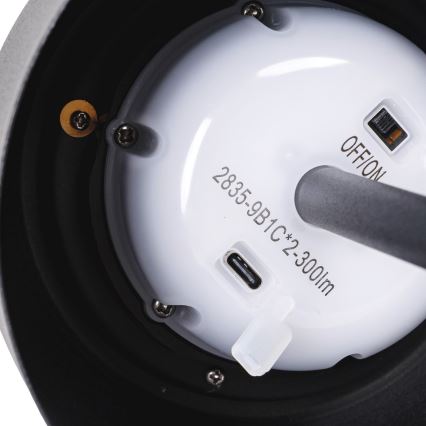 Aigostar - LED Solar himmennettävä ladattava pöytävalaisin LED/3W/5V 2200mAh musta IP54
