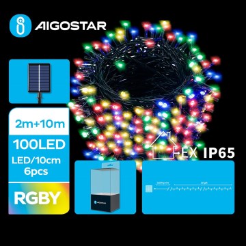 Aigostar - LED Solar Jouluketju 100xLED/8 toiminnot 12m IP65 monivärinen