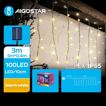 Aigostar - LED Solar Jouluketju 100xLED/8 toiminnot 8x0,4m IP65 lämpimänvalkoinen