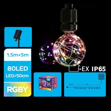 Aigostar - LED Solar Jouluketju 10xLED/8 toiminnot 6,5m IP65 monivärinen