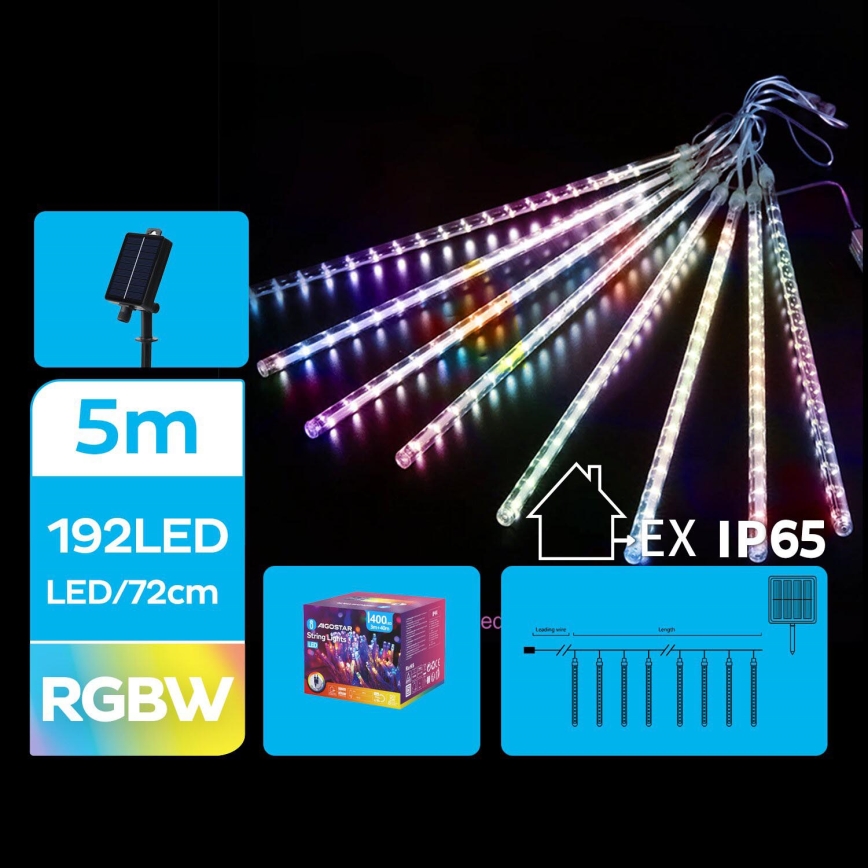 Aigostar - LED Solar Jouluketju 192xLED/8m IP65 monivärinen