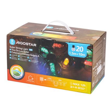 Aigostar - LED Solar Jouluketju 20xLED/8 toiminnot 11,5m IP65 monivärinen