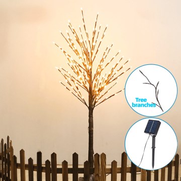 Aigostar - LED Solar koriste 64xLED/3,2m IP65 lämpimänvalkoinen puu