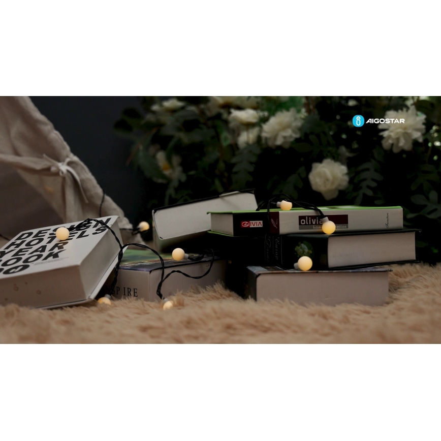 Aigostar - LED Solar koristeellinen ketju 50xLED/8 toiminnot 12m IP65 800 mAh lämpimänvalkoinen