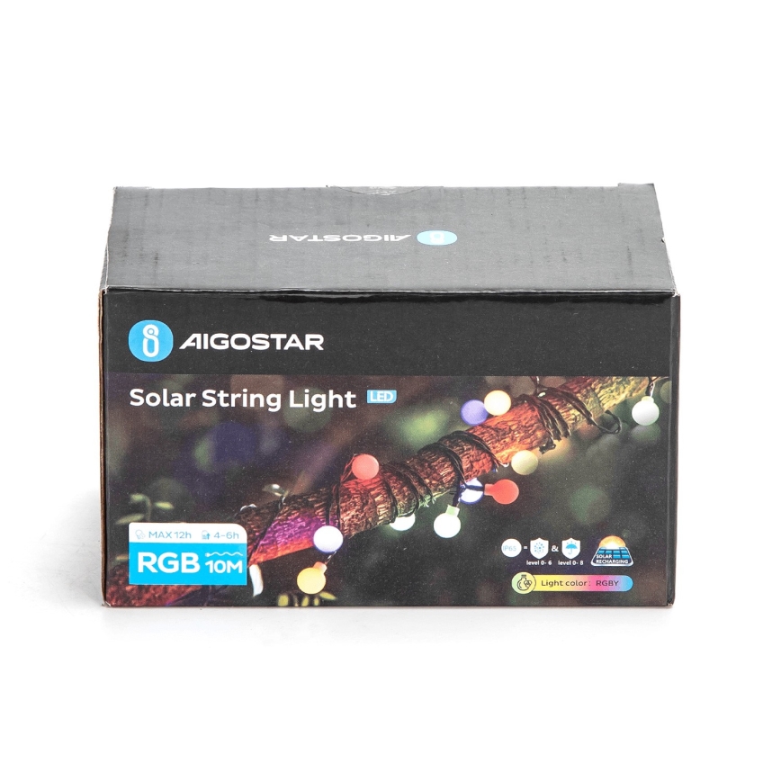 Aigostar - LED Solar koristeellinen ketju 50xLED/8 toiminnot 12m IP65 monivärinen