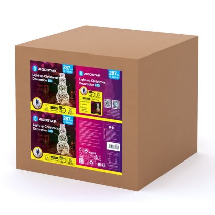 Aigostar - LED Ulkokäyttöön tarkoitettu joulukoriste 3,6W/31/230V 2700K 120 cm IP44 lumiukko