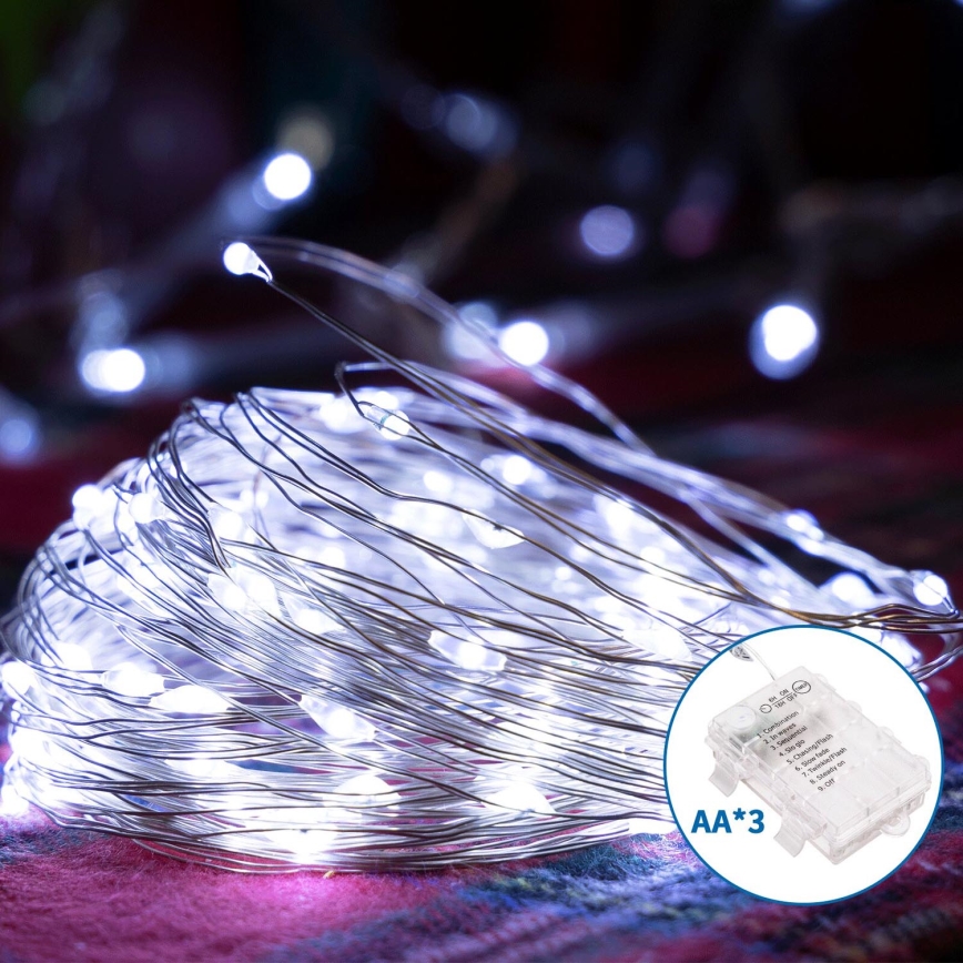 Aigostar - LED-ulkojouluketju 100xLED/8 toiminnot 10,3m IP44 kylmänvalkoinen