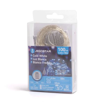 Aigostar - LED-ulkojouluketju 100xLED/8 toiminnot 10,3m IP44 kylmänvalkoinen
