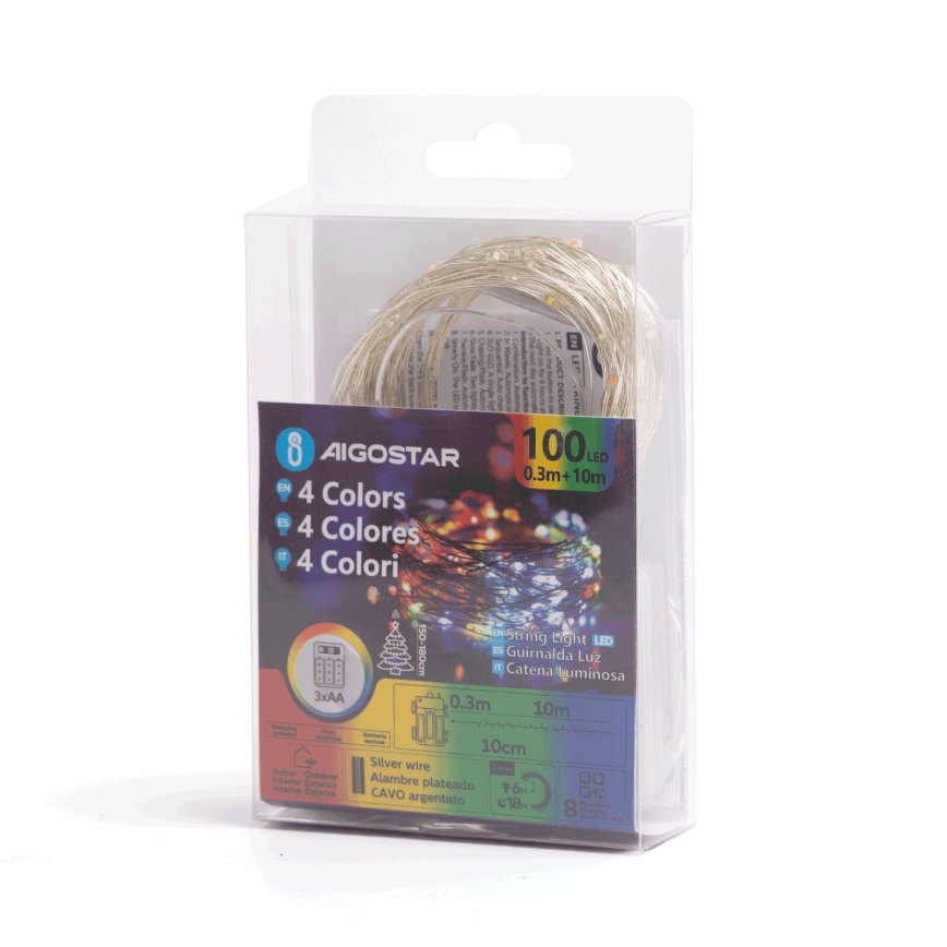 Aigostar - LED-ulkojouluketju 100xLED/8 toiminnot 10,3m IP44 monivärinen