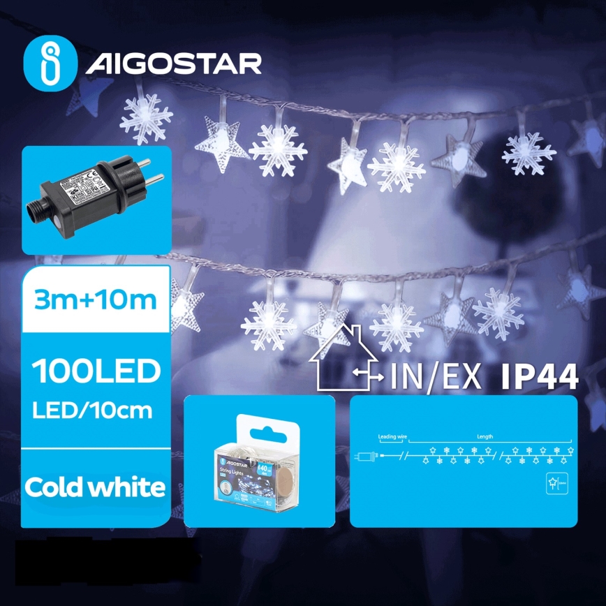Aigostar - LED-ulkojouluketju 100xLED/8 toiminnot 13m IP44 kylmänvalkoinen