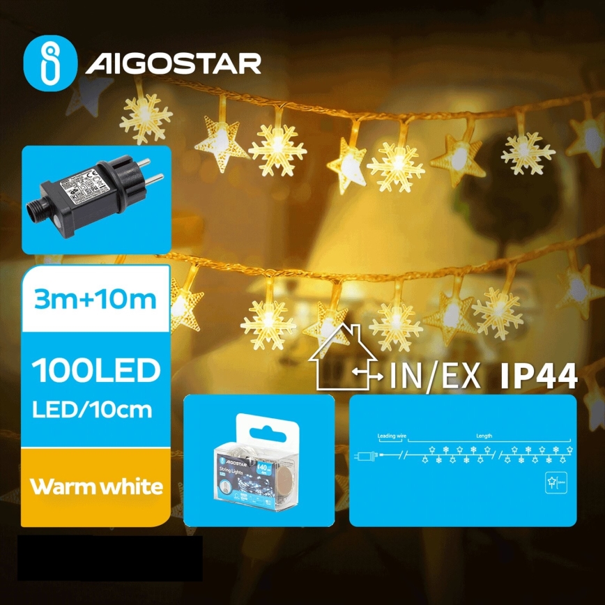 Aigostar - LED-ulkojouluketju 100xLED/8 toiminnot 13m IP44 lämpimänvalkoinen