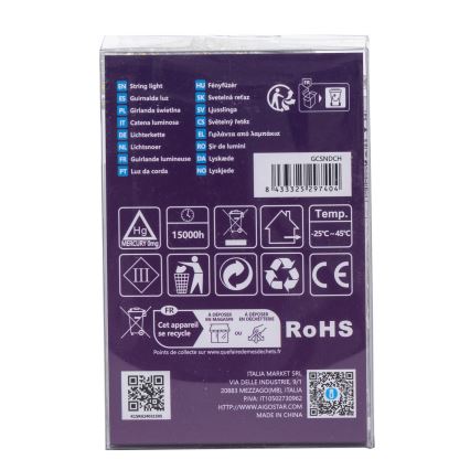 Aigostar -LED-ulkojouluketju 100xLED/8 toiminnot 3xAA 10,3m IP44 lämpimänvalkoinen