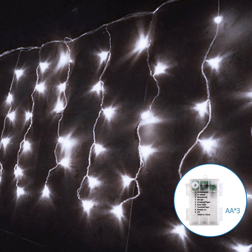 Aigostar - LED-ulkojouluketju 100xLED/8 toiminnot/3xAA 8x0,4m IP44 kylmänvalkoinen
