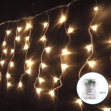 Aigostar-LED-ulkojouluketju 100xLED/8 toiminnot 3xAA 8x0,4m IP44 lämpimänvalkoinen