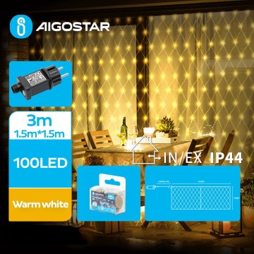 Aigostar - LED-ulkojouluketju 100xLED/8 toiminnot 4,5x1,5m IP44 lämpimänvalkoinen