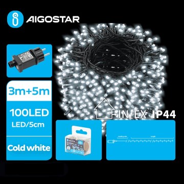 Aigostar - LED-ulkojouluketju 100xLED/8 toiminnot 8m IP44 kylmänvalkoinen