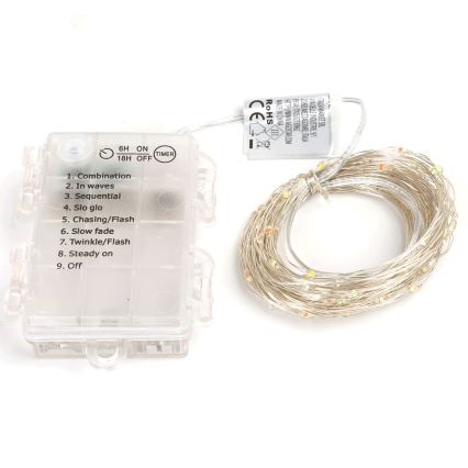Aigostar - LED-ulkojouluketju 150xLED/8 toiminnot/3xAA 15,3m IP44 monivärinen