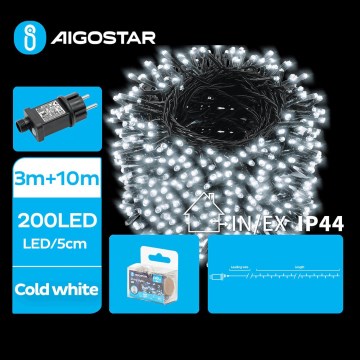 Aigostar - LED-ulkojouluketju 200xLED/8 toiminnot 13m IP44 kylmänvalkoinen