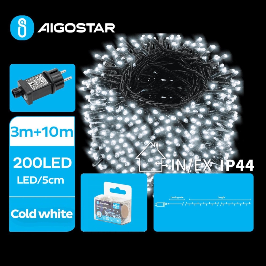 Aigostar - LED-ulkojouluketju 200xLED/8 toiminnot 13m IP44 kylmänvalkoinen