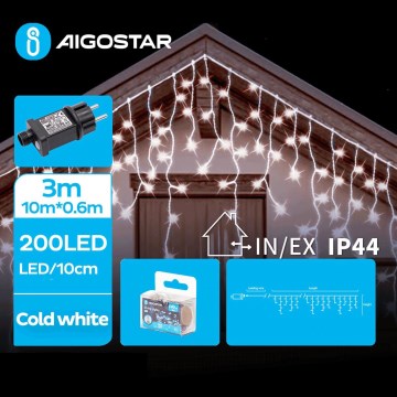 Aigostar - LED-ulkojouluketju 200xLED/8 toiminnot 13x0,6m IP44 kylmänvalkoinen