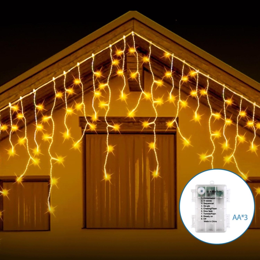 Aigostar - LED-ulkojouluketju 200xLED/8 toiminnot 13x0,6m IP44 lämpimänvalkoinen