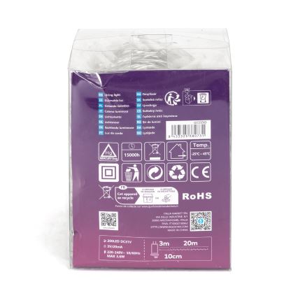 Aigostar - LED-ulkojouluketju 200xLED/8 toiminnot 23m IP44 lämpimänvalkoinen