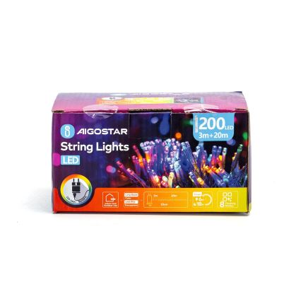 Aigostar - LED-ulkojouluketju 200xLED/8 toiminnot 23m IP44 monivärinen