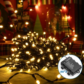 Aigostar - LED-ulkojouluketju 200xLED/8 toiminnot 3xAA 10,3m IP44 lämpimänvalkoinen