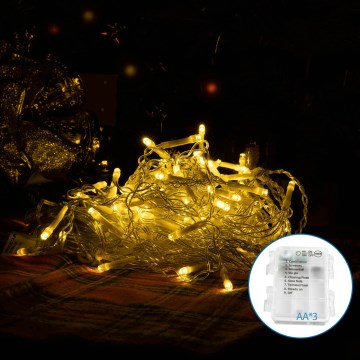Aigostar-LED-ulkojouluketju 200xLED/8 toiminnot 3xAA 6x1,5m IP44 lämpimänvalkoinen