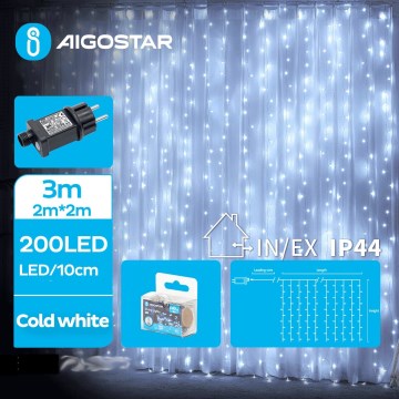 Aigostar - LED-ulkojouluketju 200xLED/8 toiminnot 5x2m IP44 kylmänvalkoinen