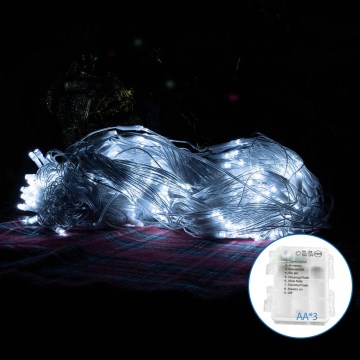 Aigostar - LED-ulkojouluketju 200xLED/8 toiminnot 6x1,5m IP44 kylmänvalkoinen