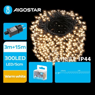 Aigostar - LED-ulkojouluketju 300xLED/8 toiminnot 18m IP44 lämpimänvalkoinen