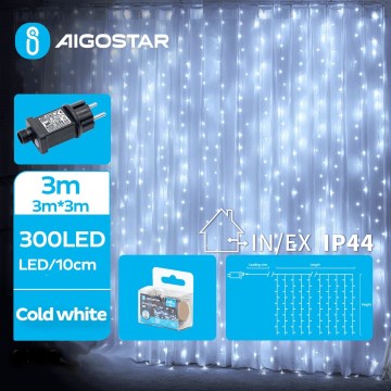 Aigostar - LED-ulkojouluketju 300xLED/8 toiminnot 6x3m IP44 kylmänvalkoinen