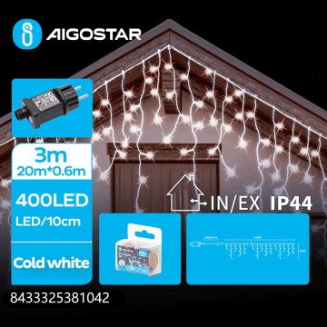 Aigostar - LED-ulkojouluketju 400 LED/8 toimintoa 23x0,6m IP44 kylmänvalkoinen