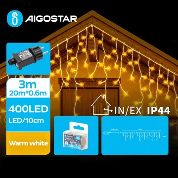 Aigostar - LED-ulkojouluketju 400xLED/8 toiminnot 23x0,6m IP44 lämpimänvalkoinen