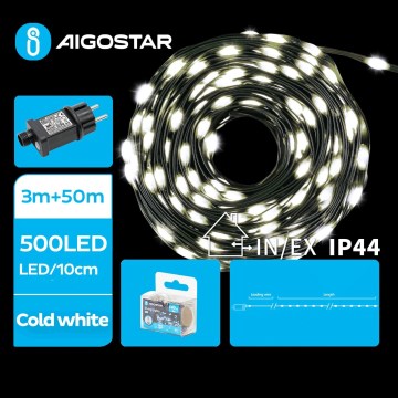 Aigostar - LED-ulkojouluketju 500xLED/8 toiminnot 53m IP44 kylmänvalkoinen