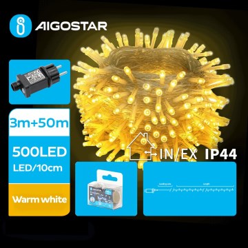 Aigostar - LED-ulkojouluketju 500xLED/8 toiminnot 53m IP44 lämpimänvalkoinen