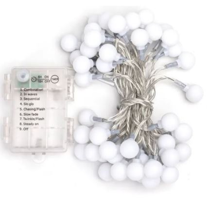 Aigostar - LED-ulkojouluketju 50xLED/3xAA/8 toiminnot 5,3 m IP44 lämpimänvalkoinen