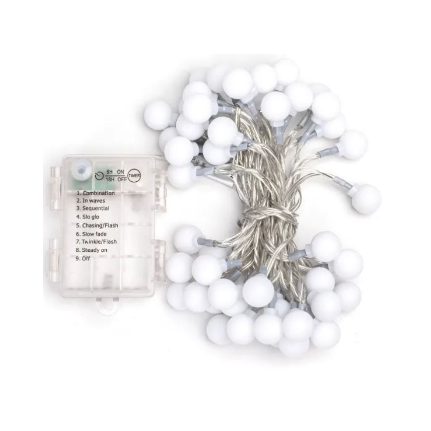 Aigostar - LED-ulkojouluketju 50xLED/3xAA/8 toiminnot 5,3 m IP44 lämpimänvalkoinen