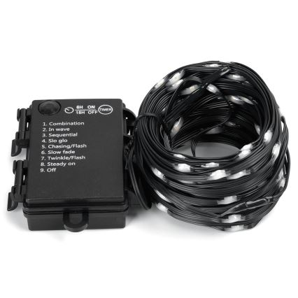 Aigostar -LED-ulkojouluketju 50xLED/8 toiminnot 3xAA 5,3m IP44 kylmänvalkoinen