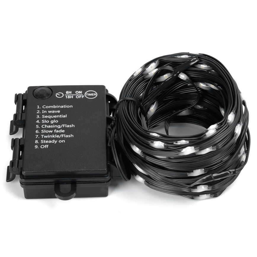 Aigostar -LED-ulkojouluketju 50xLED/8 toiminnot 3xAA 5,3m IP44 kylmänvalkoinen