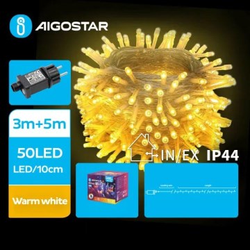 Aigostar - LED-ulkojouluketju 50xLED/8 toiminnot 8m IP44 lämpimänvalkoinen