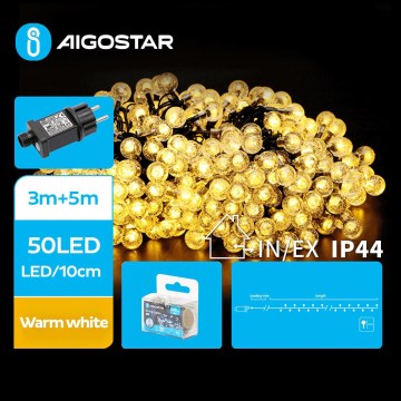 Aigostar - LED-ulkojouluketju 50xLED/8 toiminnot 8m IP44 lämpimänvalkoinen