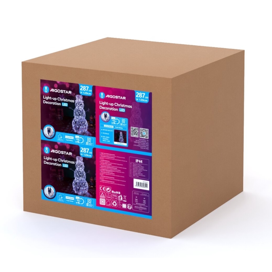 Aigostar - LED-ulkojoulukoriste 3,6W/31/230V 6500K 120cm IP44 lumiukko