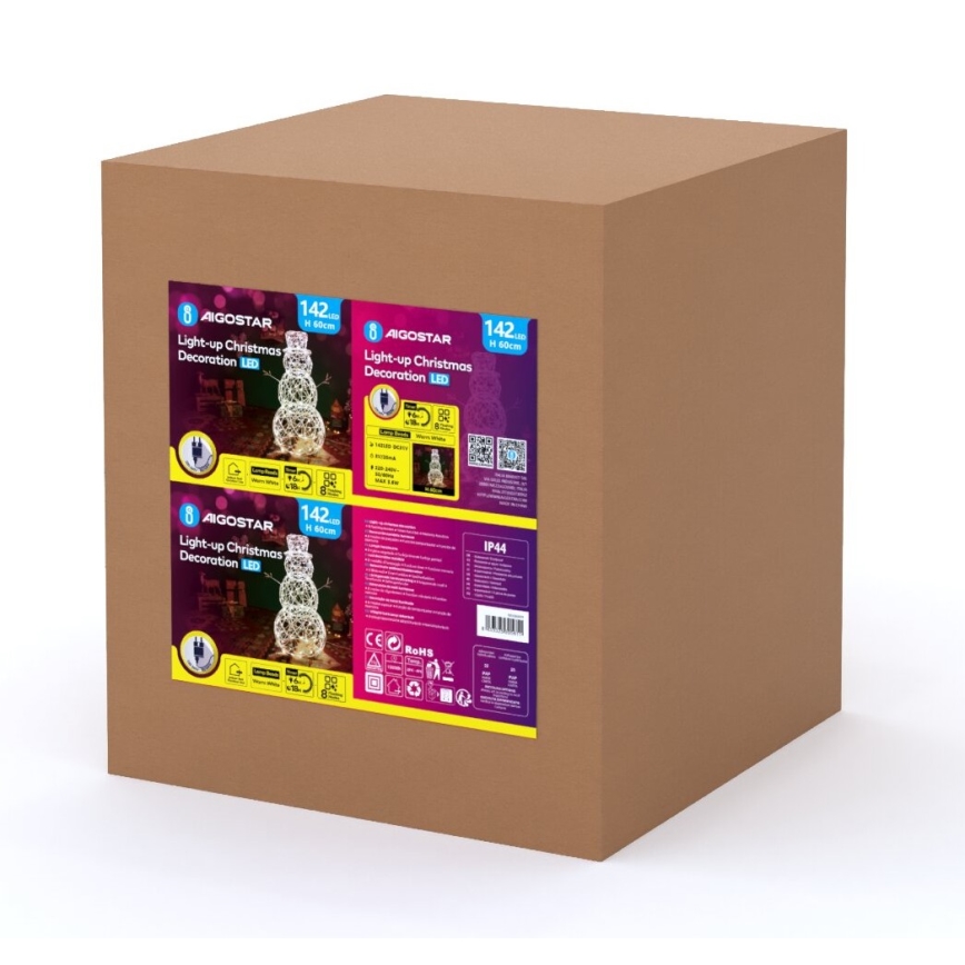 Aigostar - LED-ulkojoulukoriste LED/3,6W/31/230V 2700K 60 cm IP44 lumiukko