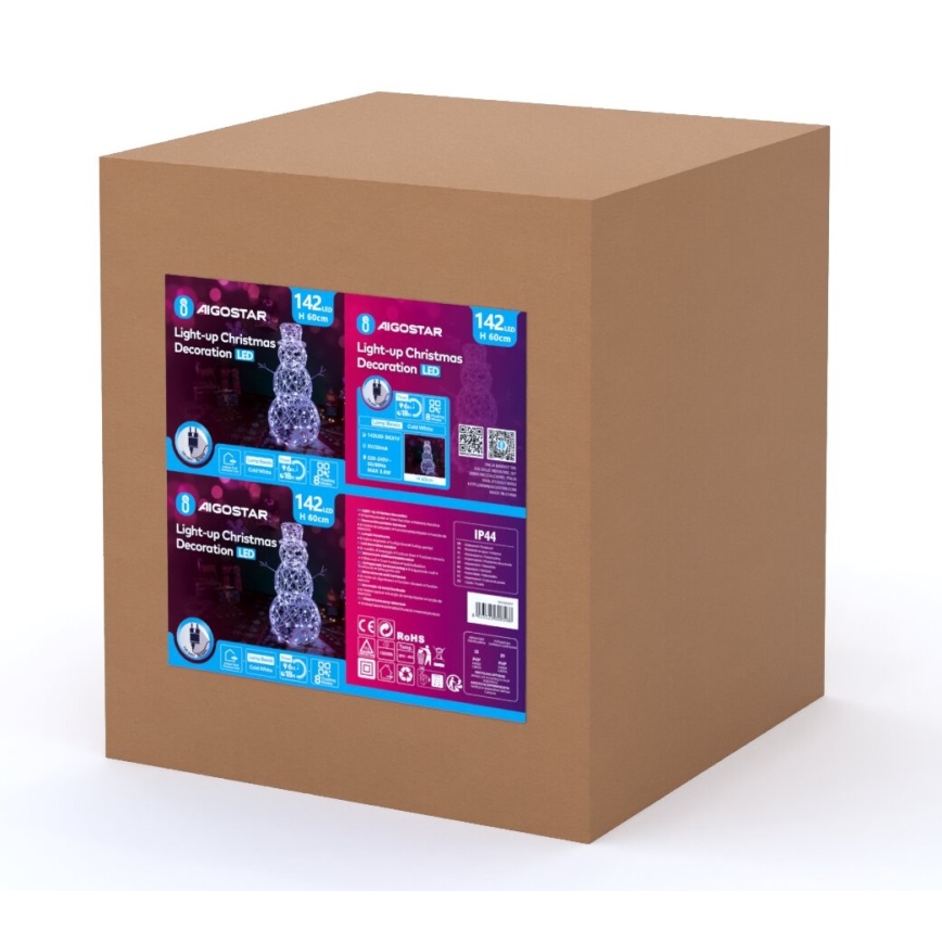 Aigostar - LED-ulkojoulukoriste LED/3,6W/31/230V 6500K 60 cm IP44 lumiukko