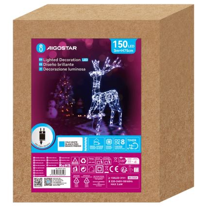 Aigostar - LED-ulkojoulukoriste LED/3,6W/31/230V 6500K 75 cm IP44 poro