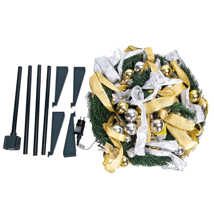 Aigostar - LED-ulkojoulukuusi, 150 LEDiä, 1,8 m, IP44, valkoinen/kultainen, lämmin valkoinen