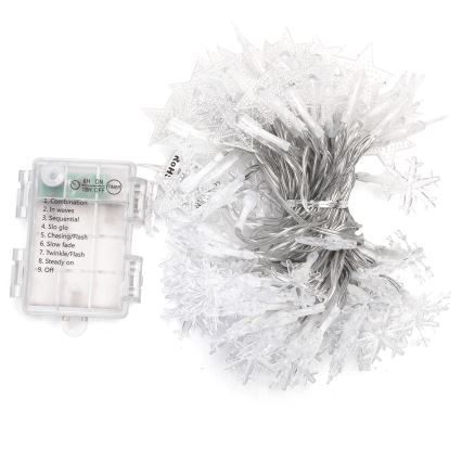 Aigostar - LED-ulkovaloköynnös 100 LED/8 toimintoa, 3 x AA-paristoa, 10 m, IP44, kylmänvalkoinen